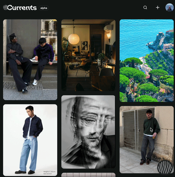 Currents feed personalization slider demo